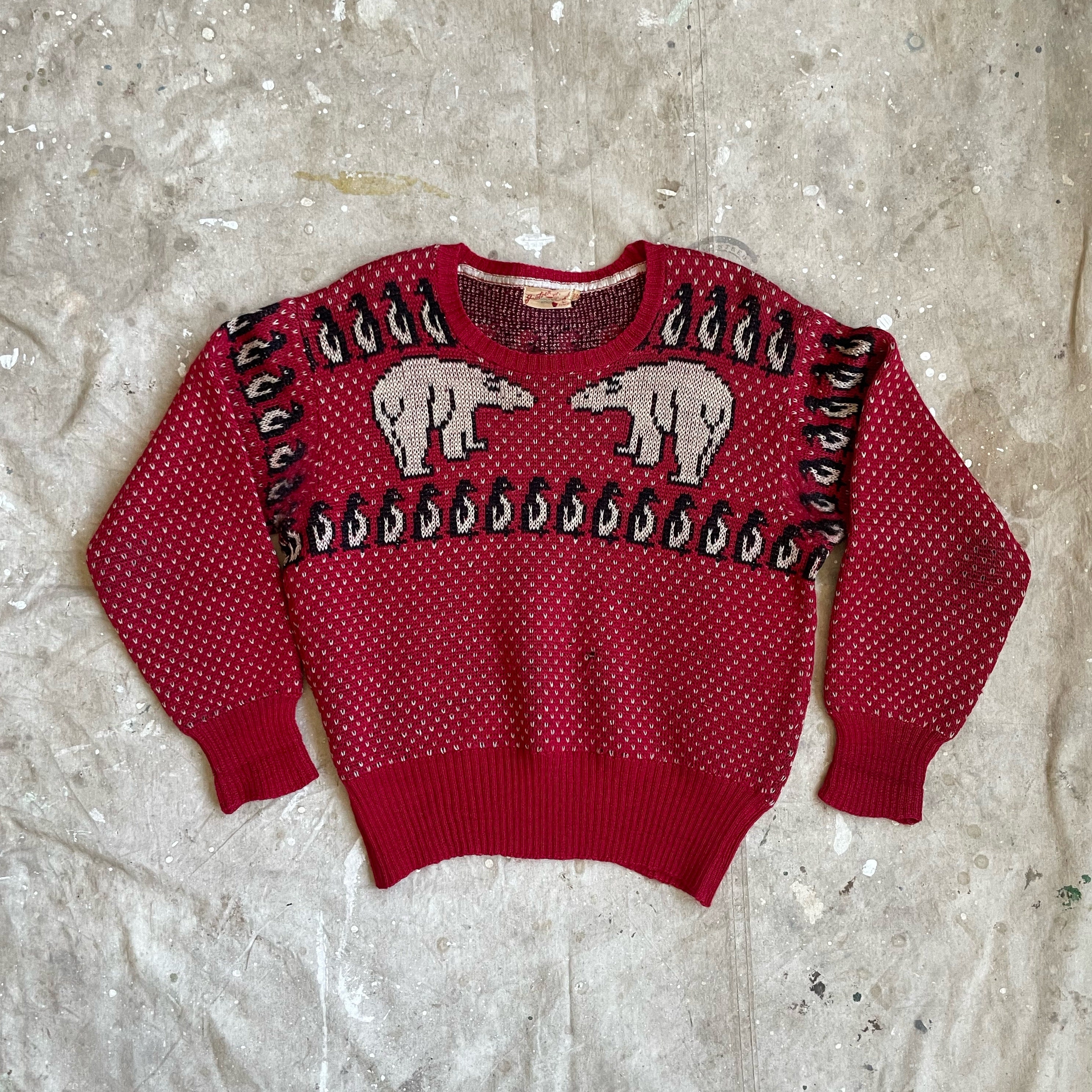 Size M Vintage 1940s Jantzen Polar Bears and Penguins Knit 