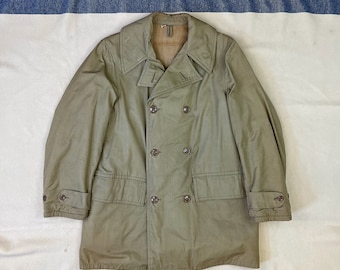 Size 38 (M) Vintage 1940s WW2 US Army Cotton Olive Drab Mackinaw Coat 2157