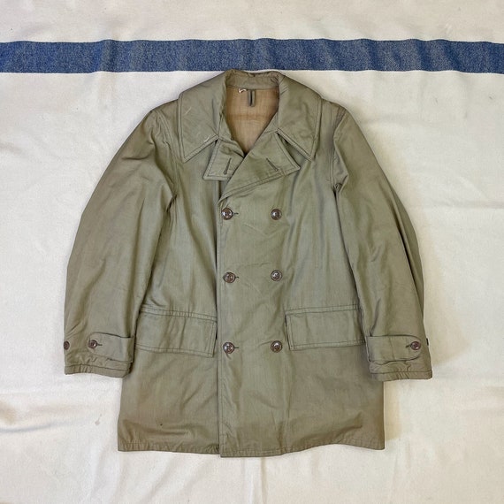 Size 38 M Vintage 1940s WW2 US Army Cotton Olive Drab Mackinaw