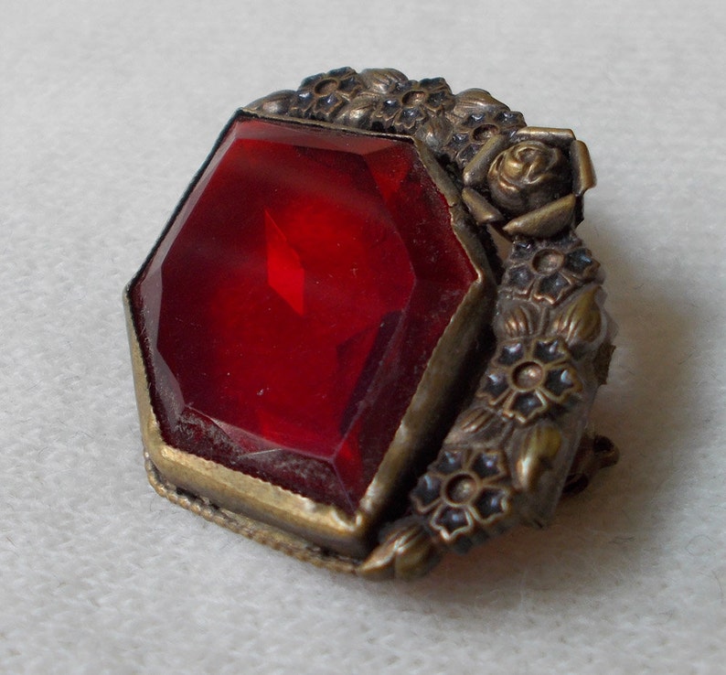 Vintage Victorian Red Glass Lapel Pin/ Brooch Upcycled. Etsy