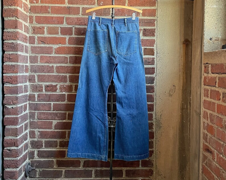 Size 29x29 Vintage 1940s 1950s Selvedge Denim Private Purchase Navy Sailor Bell Bottoms By Seafarer Seagoing Uniforms, NY 2141 image 3