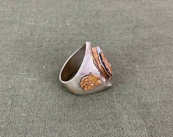 アクセサリー Mexican ring Vintage Hand made Size 11 1/2 Vintage 1950s Mexican Souvenir Biker Ring With