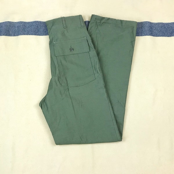 Marked Size 30x35 (29x33) New Old Stock Vintage Men’s 1960s US Army OG-107 Cotton Sateen Button Fly Baker Pants Utility Trousers 2136