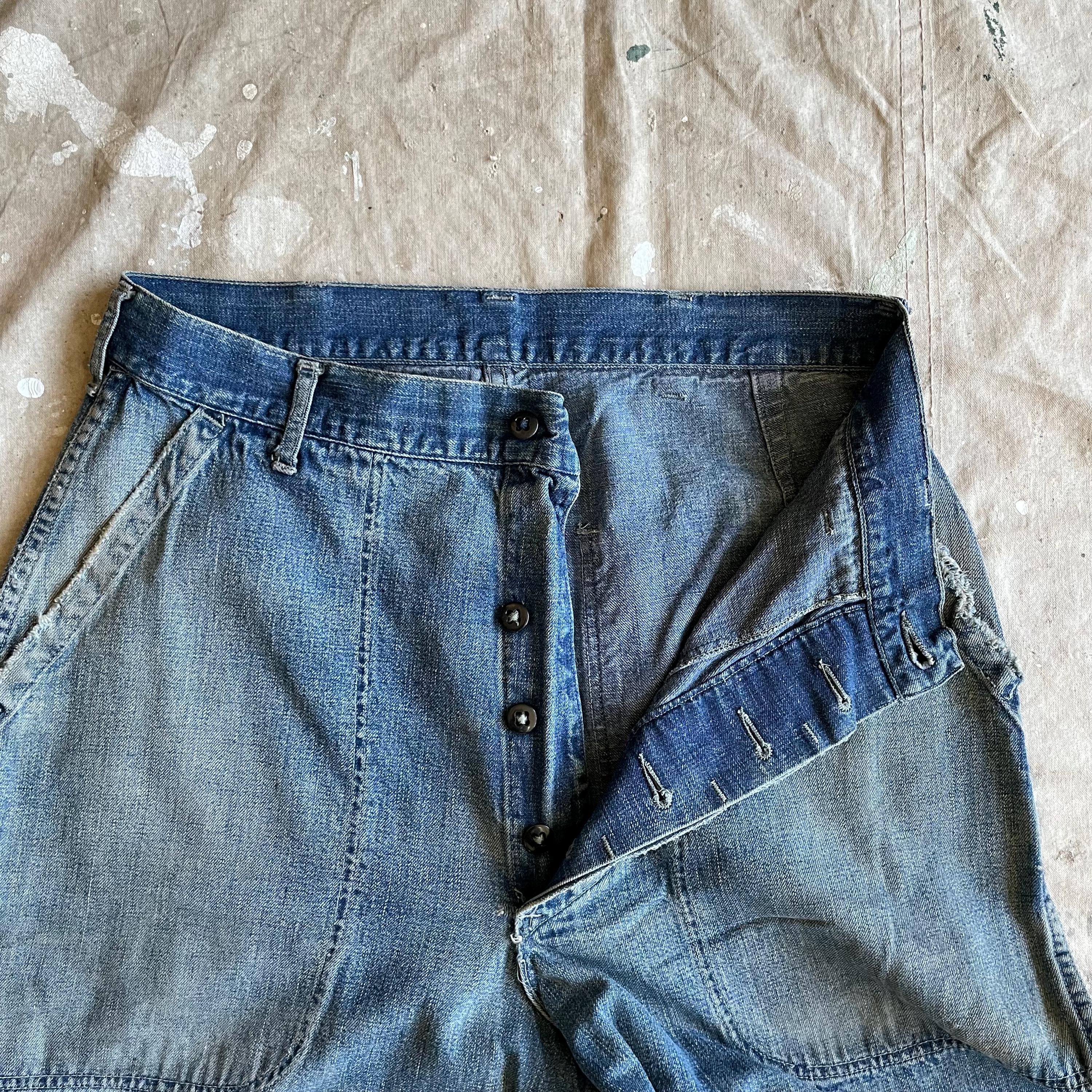 Size 29x31 Vintage 1940s 1950s US Navy Dungarees Denim Jeans