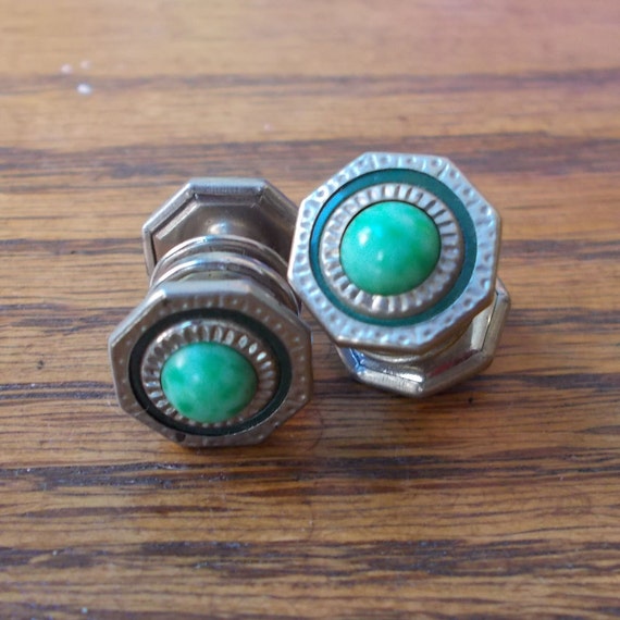Vintage 1920s Snap Link Button Cuff Links with Da… - image 1