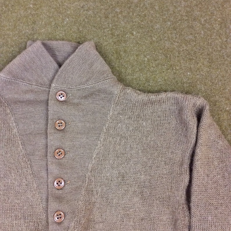 Size XS Vintage WWII Highneck Sweater in Mustard Green Wool