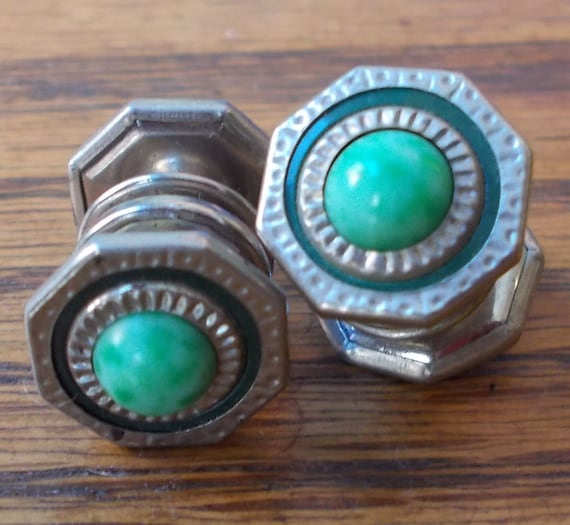 Vintage 1920s Snap Link Button Cuff Links with Da… - image 2