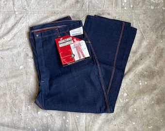 Size 46x29 1950s 1960s Dubble Ware New Old Stock Flannel Lined Carpenter Denim Dungaree Jeans 2181