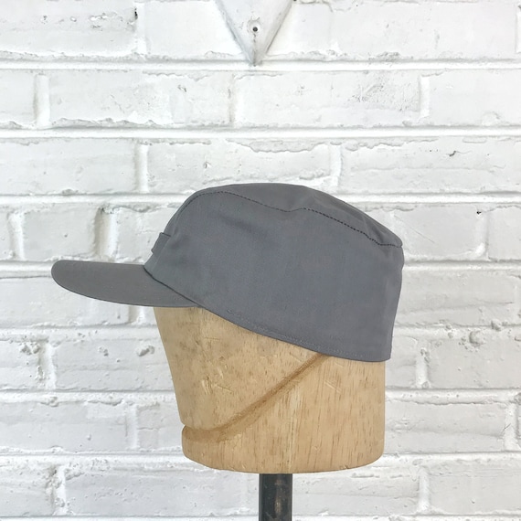 Vintage 1950s 1960s Gray Cotton Twill Utility Cap… - image 3