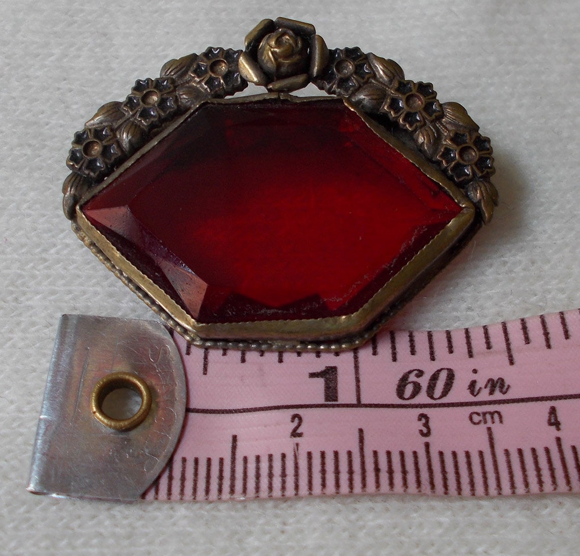 Vintage Victorian Red Glass Lapel Pin/ Brooch Upcycled. Etsy