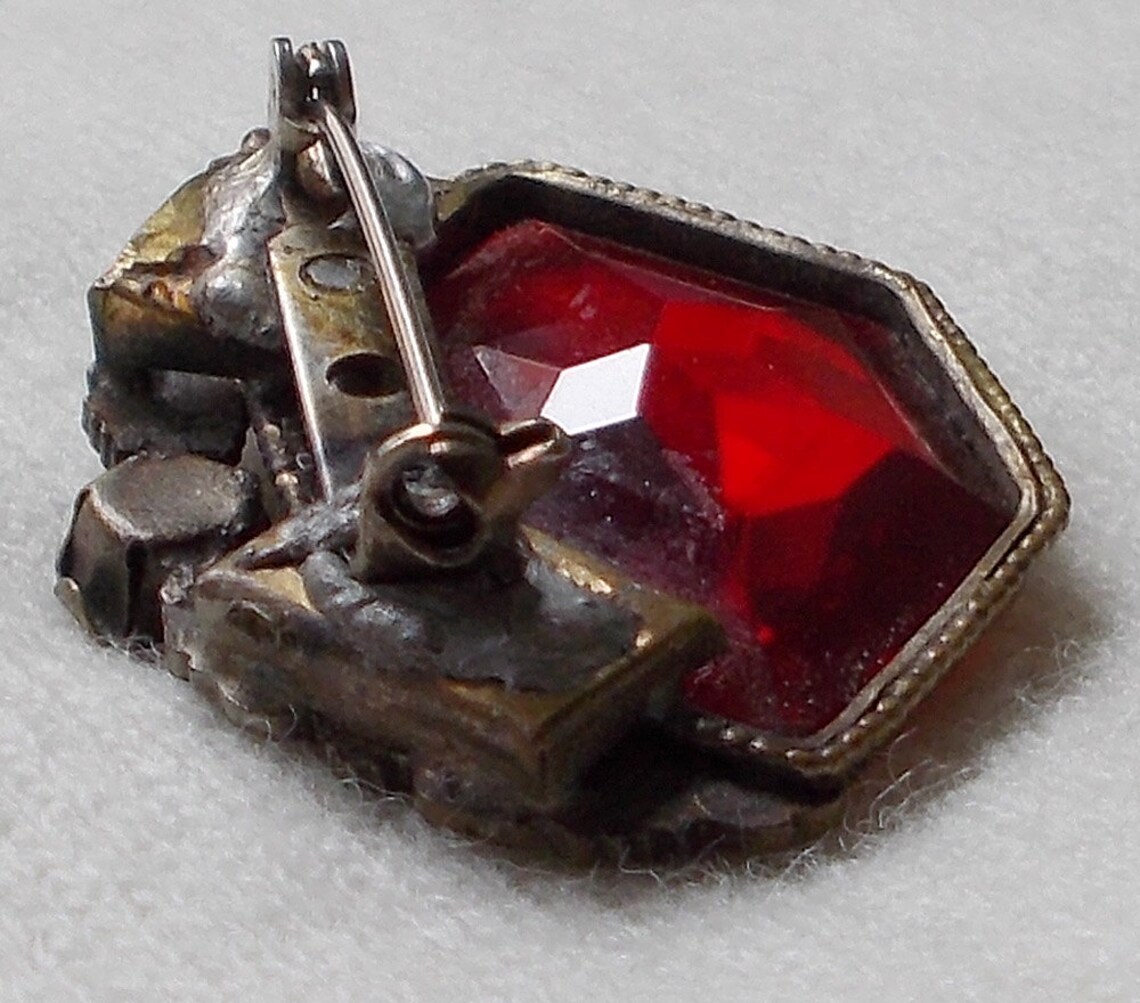Vintage Victorian Red Glass Lapel Pin/ Brooch Upcycled. Etsy