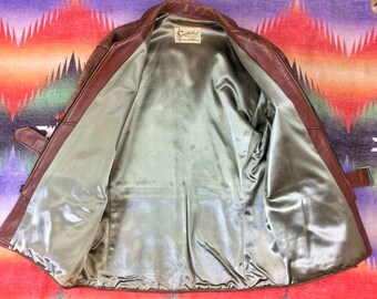 Size M Vintage Men's 1940s Sportclad Horsehide Brown Leather Full