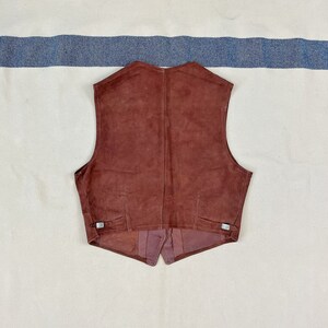 Size S Vintage Womens 1930s 1940s Suede Button Front Vest with Art Deco Side Tab Adjusters 2171 image 4