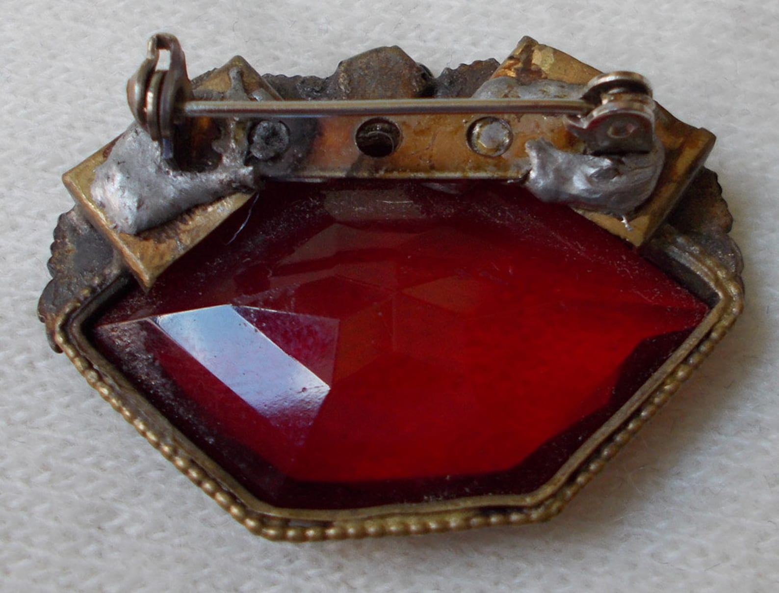 Vintage Victorian Red Glass Lapel Pin/ Brooch Upcycled. Etsy