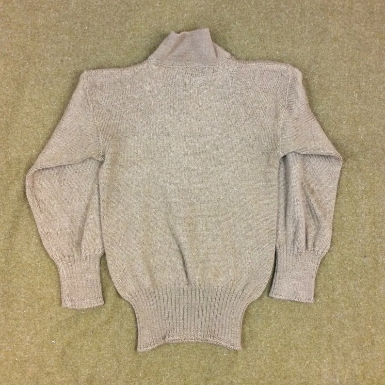 Size XS Vintage WWII Highneck Sweater in Mustard Green Wool
