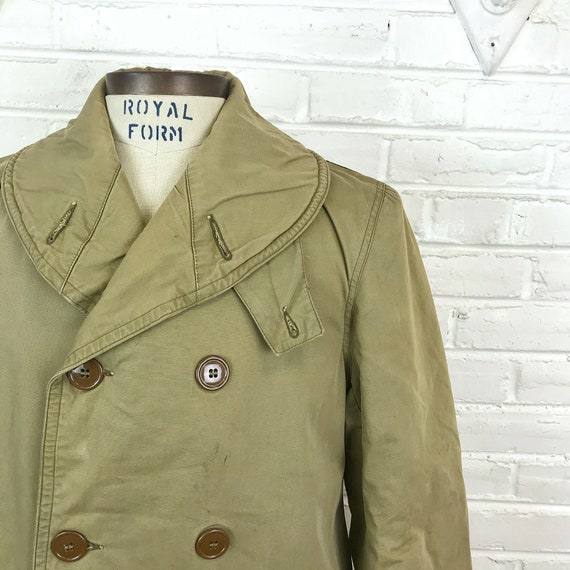 Size S - M Vintage 1940s WW2 US Army Cotton Wool Double Breasted