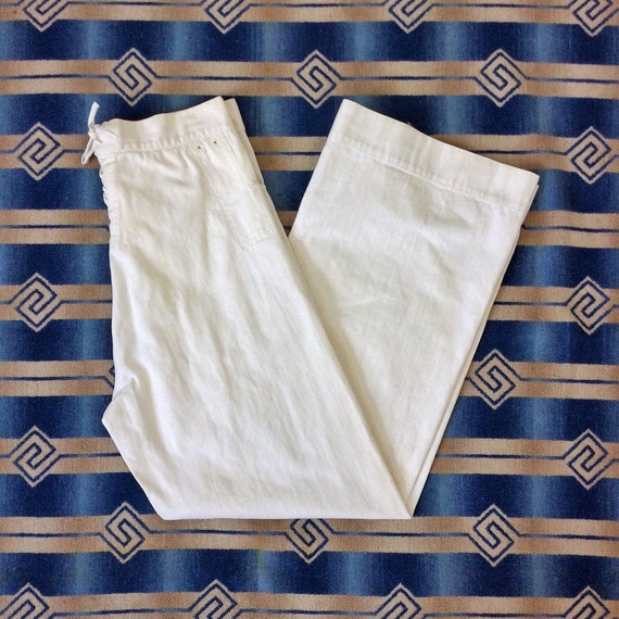 Size 30x29 1910s 1920s WWI US Navy White Pants With Lace Back and
