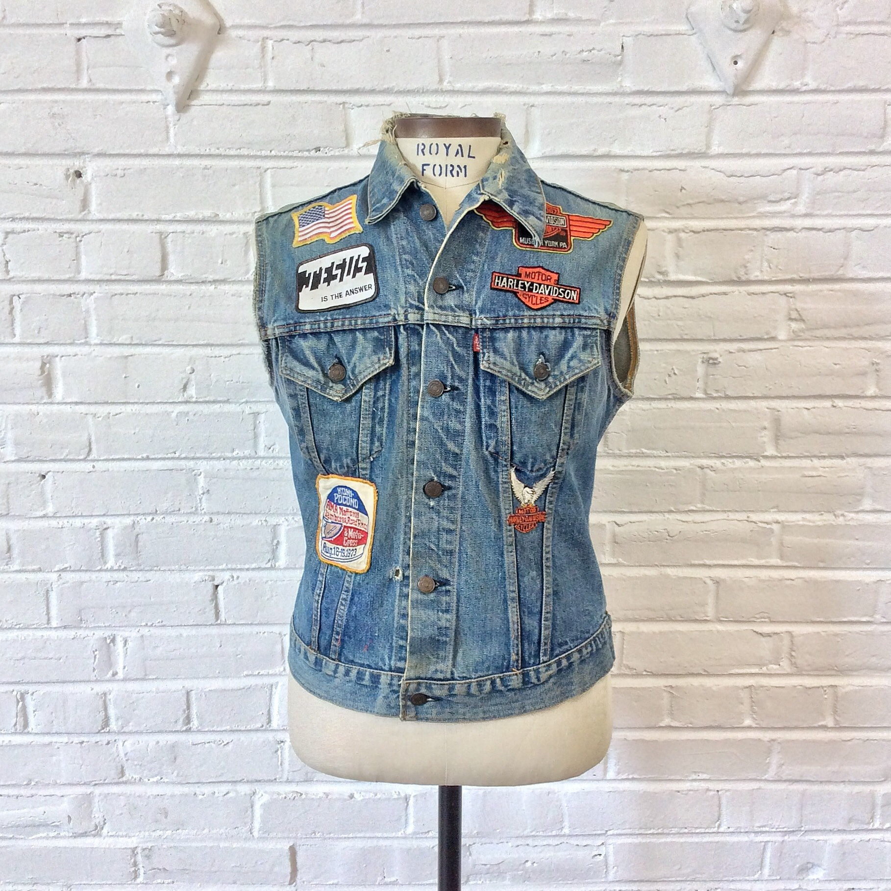 denim harley vest