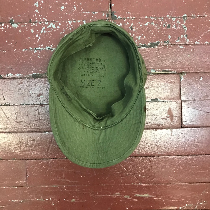 US WW2 HBT Cap Herringbone Twill O.D. 7 Peaked Cap Jeep Cap Lomax Militaria - Foto 5