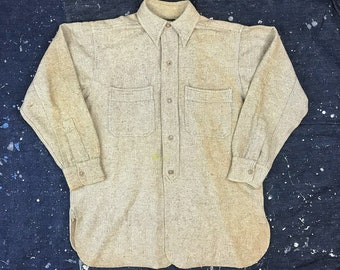 Size Small Vintage 1920s Honest Abe Koat Kut Gray Wool Extension Neckband Work Shirt