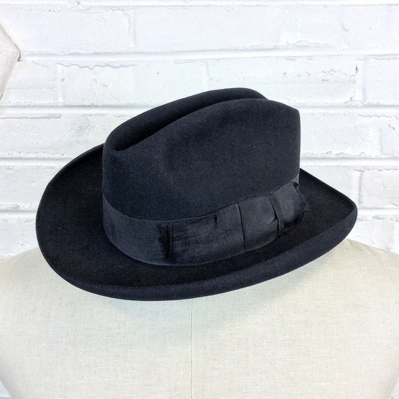 Black Fur Felt Fedora Hat
