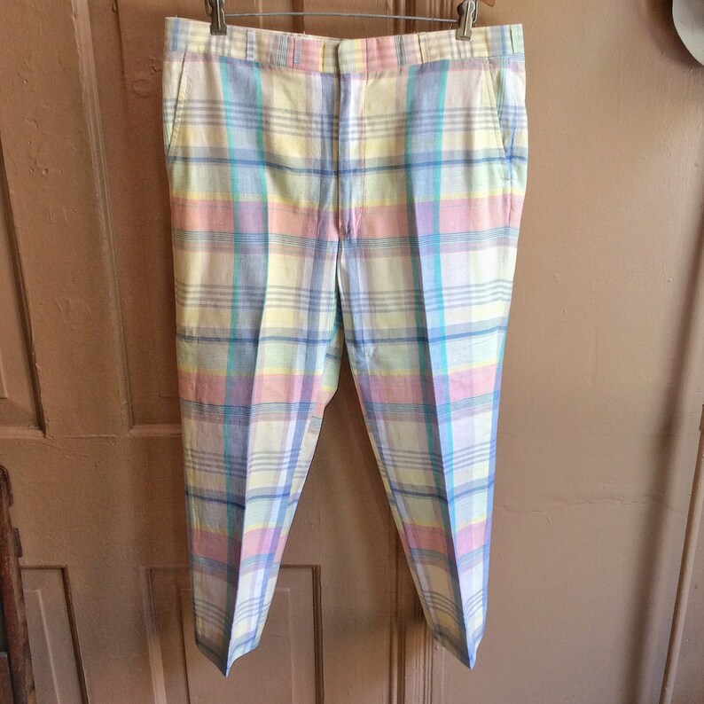 Vintage 1980s Pastel Plaid GTH Pants. Size 36x25 1087 | Etsy
