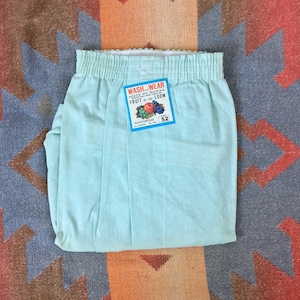 Vintage NOS 1960s 1970s Fruit of the Loom Sanforized Cotton Light Green Boxer Shorts. Size 52 2151