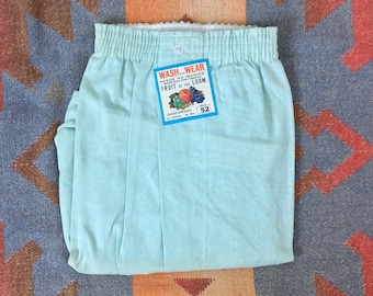 Vintage NOS 1960s 1970s Fruit of the Loom Sanforized Cotton Light Green Boxer Shorts. Size 52 2151