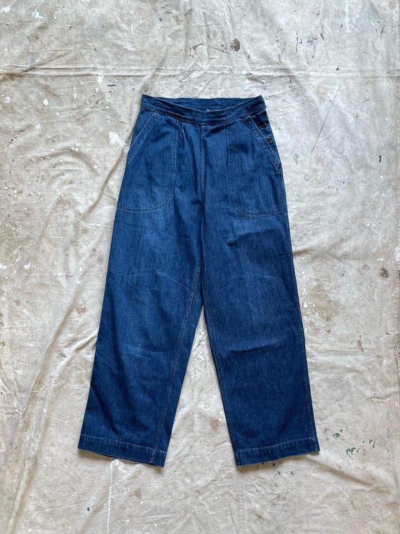 32x29.5 1940s US Navy WAVES Buckle Back Dungaree Denim Workwear