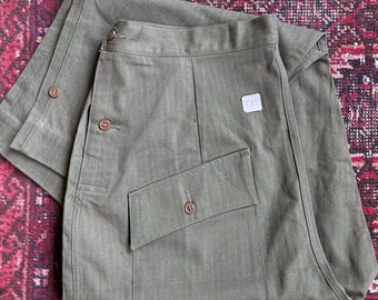 Vintage NOS 1940s Women’s Army Corps Herringbone Twill Side Button Pants. Marked Size 37