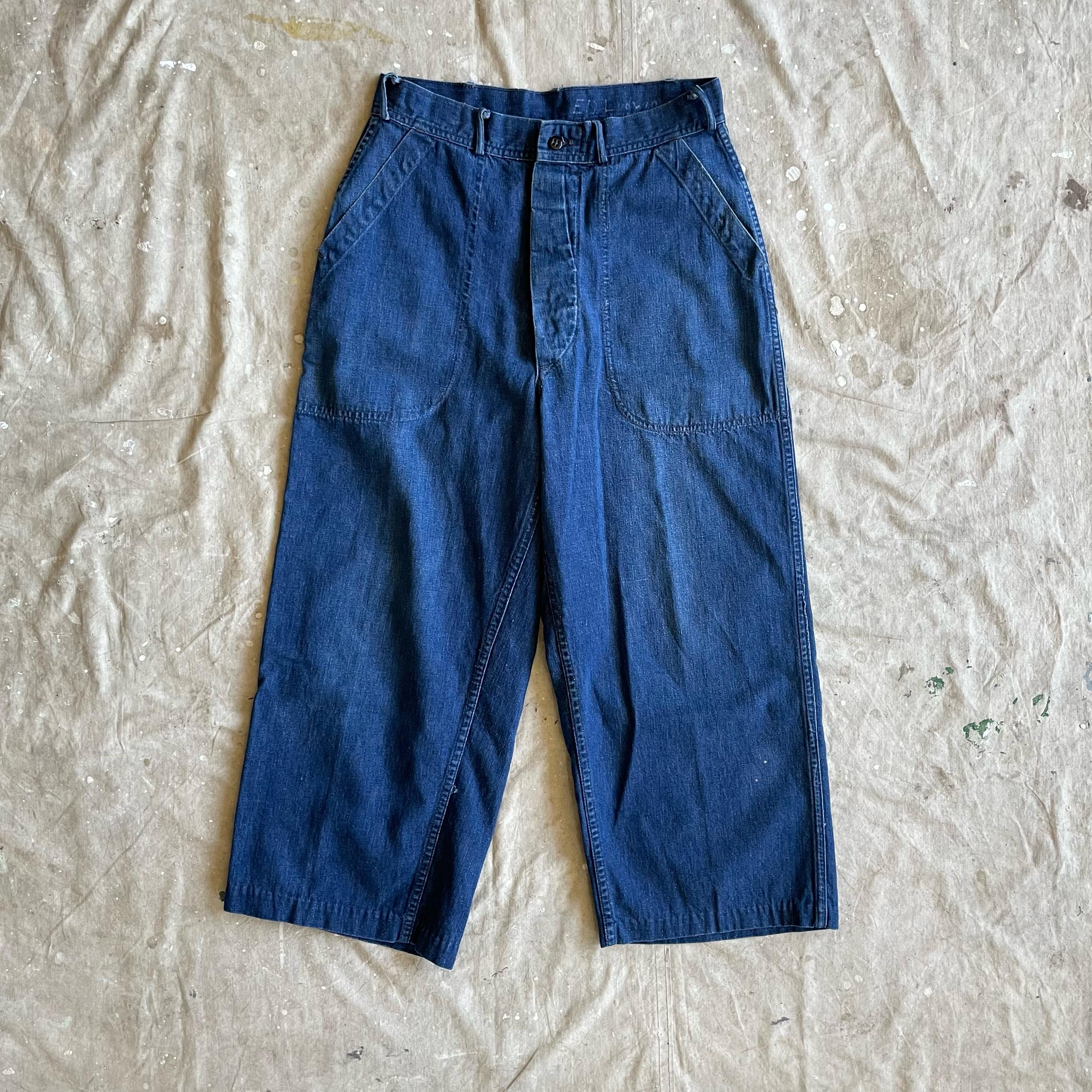 Size 30x22 1/2 Vintage 1940s 1950s US Navy Denim Dungarees Jeans