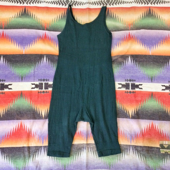 Vintage 1920s 1930s Black Cotton Jersey 1pc Swimsu