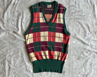 トップス vintage sears mohair argyle design vest Vintage Sears Hands Off Sweater Vest Mens Medium Brown