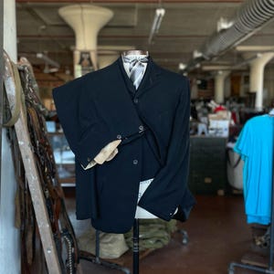 Size 38, 32x33 Vintage Antique 1900s 3pc Black 3 Button Sack Suit 2272