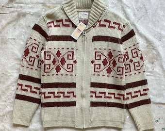 Size Large NOS 1970s Pendleton Westerner Zip Front Cardigan Big Lebowski 2347