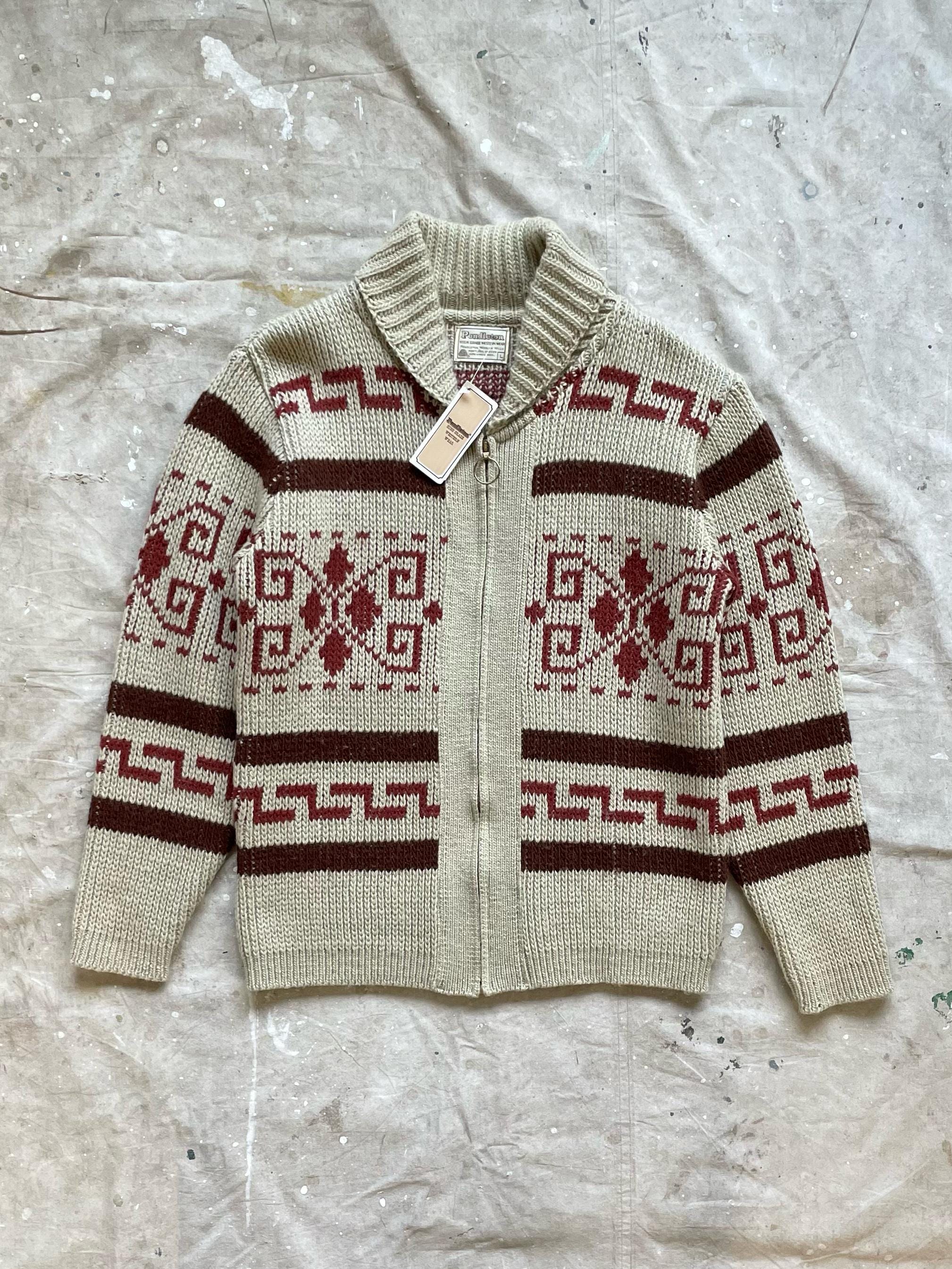 Size Large NOS 1970s Pendleton Westerner Zip Front Cardigan Big