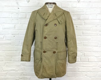 Size S - M Vintage 1940s WW2 US Army Cotton Wool Double Breasted Shawl Collar Jeep Jacket 2158