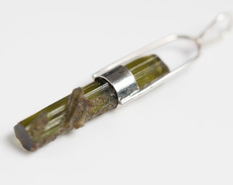 Green Tourmaline Pendant in Sterling Silver