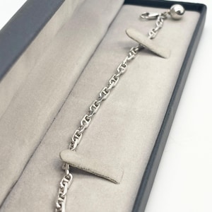 Link Bracelet with Dangling Bead | Sterling Silver