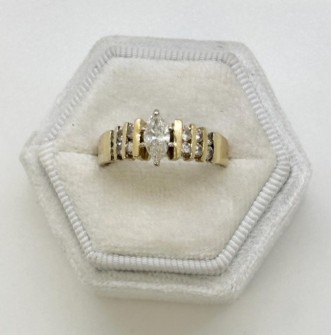 14K Yellow Gold Champagne Marquis Gypsy Ring main image 0
