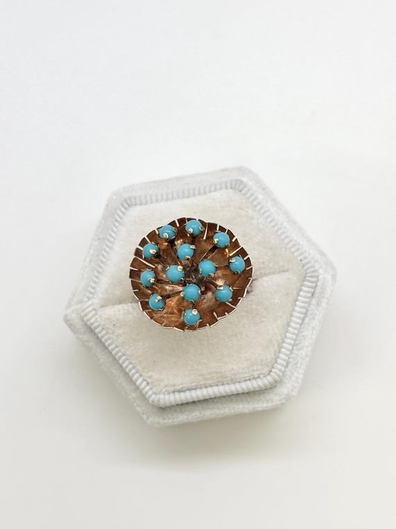 Vintage Statement Ring – 14K Solid Yellow Gold, T… - image 2