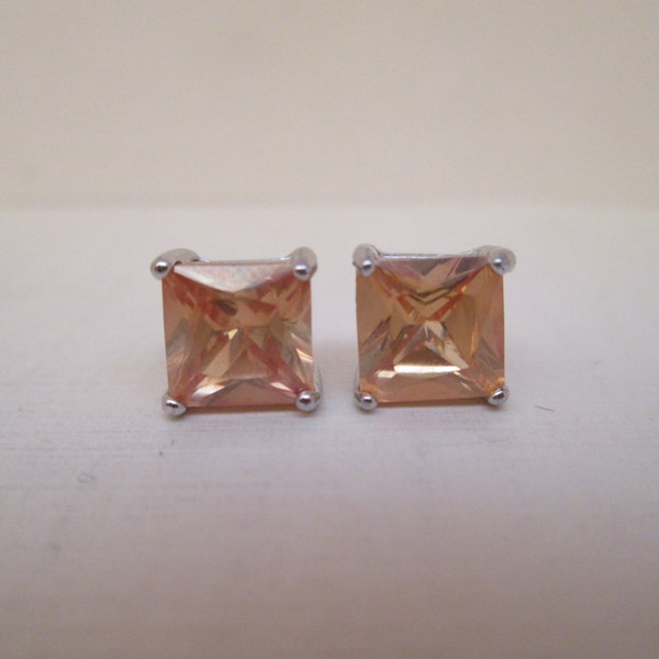 Lovely Citrine Colored CZ in 925 Sterling Silver Earrings