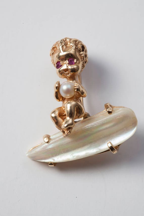 Tuesdays Child Sitting on a Cloud Pin in 14K Gold