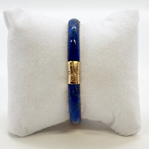 Lapis Lazuli Cuff Bracelet: 14K Yellow Gold Gemstone