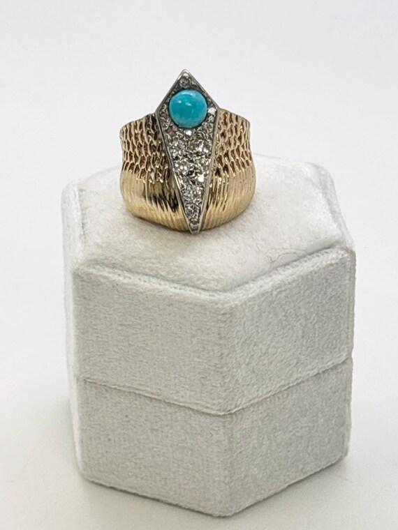 14K Yellow Gold and Diamond Statement Ring with T… - image 8