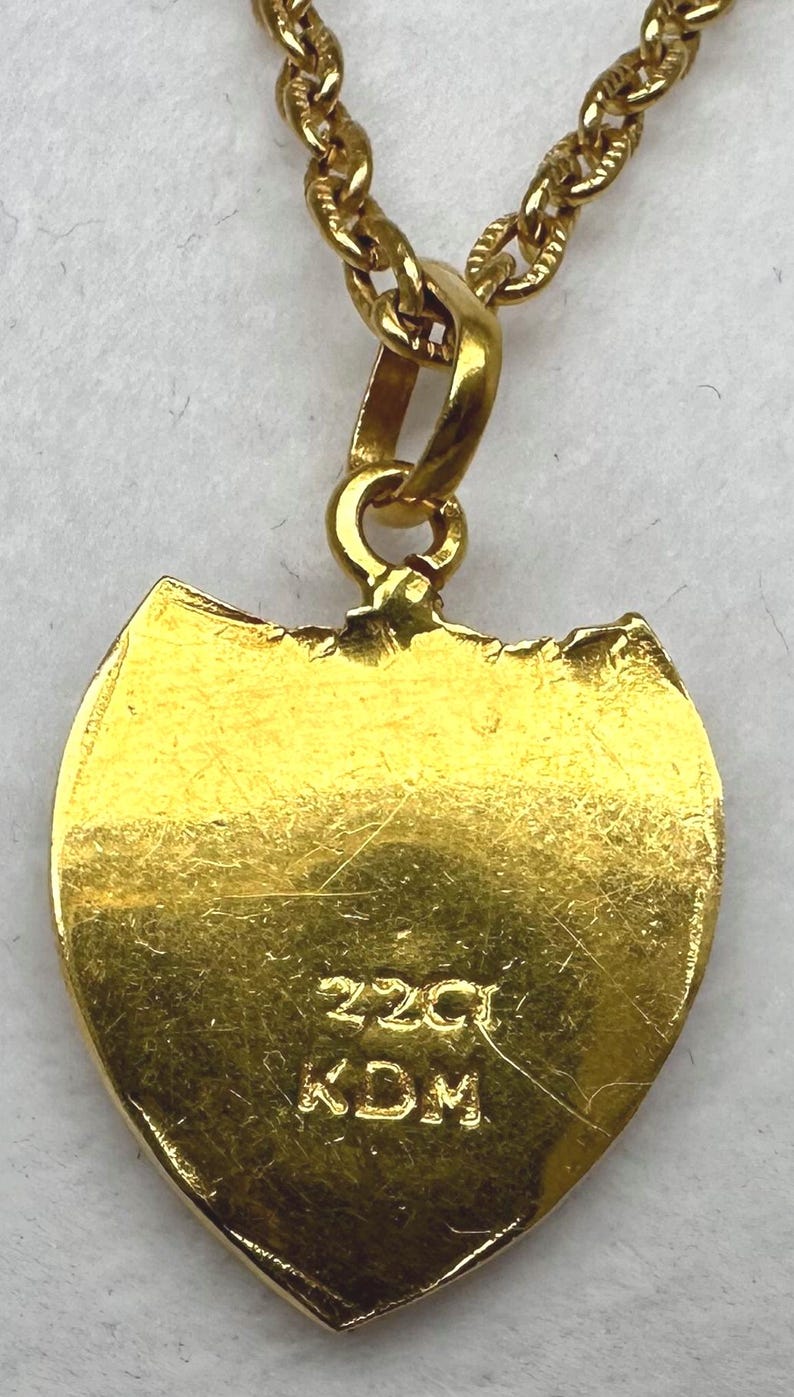 22K Yellow Gold Pendant with Enamel Initial "L" – Shield Design