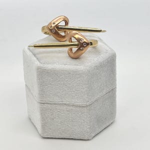 Heart Diamond Earrings - 14K Rose & Yellow Gold