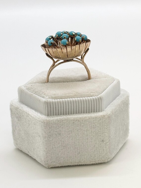 Vintage Statement Ring – 14K Solid Yellow Gold, T… - image 3