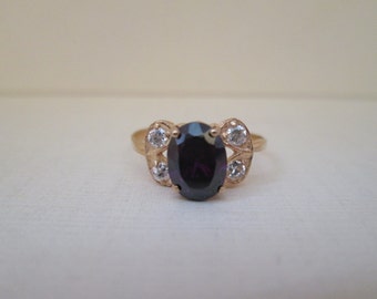 Lovely Delicate Vibrant Purple CZ 14K Gold Ring