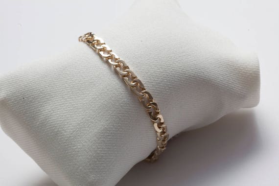 14K Solid Gold Link Bracelet - image 2